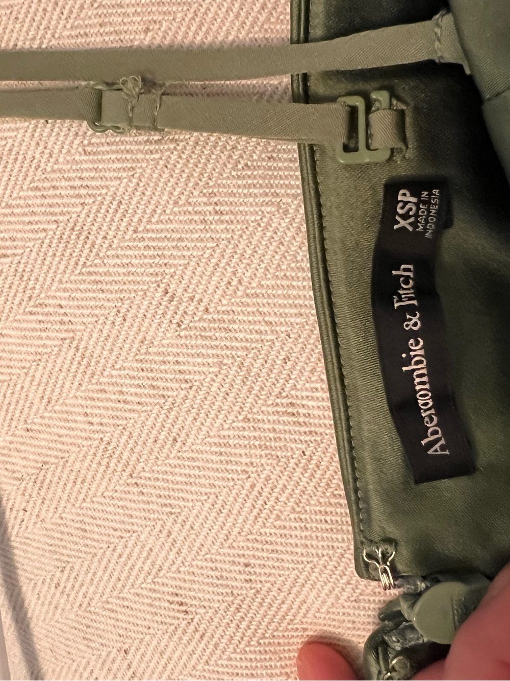 Abercrombie & Fitch Olive Green Satin Slip Midi - Picture 4 of 5